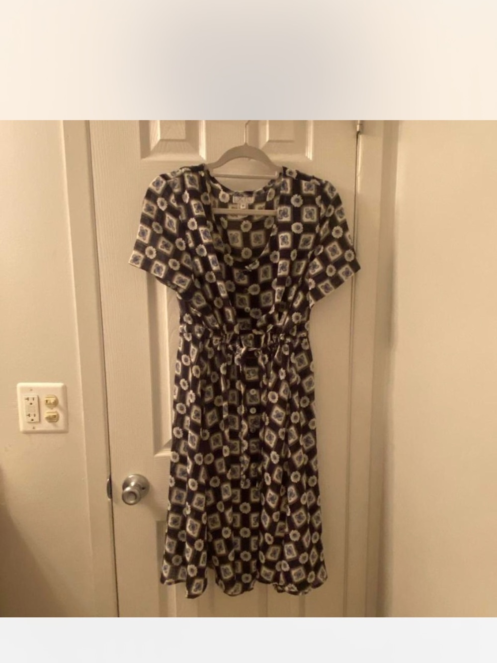 Vintage 90s EXPO Short Sleeve Printed Midi Dress Size 16